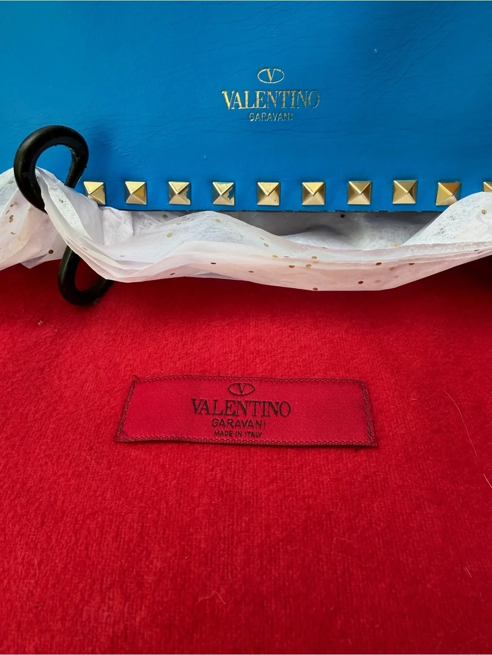 Valentino Garavani Colbalt Blue Rockstud Leather clutch LIKE NEW - Picture 4 of 13